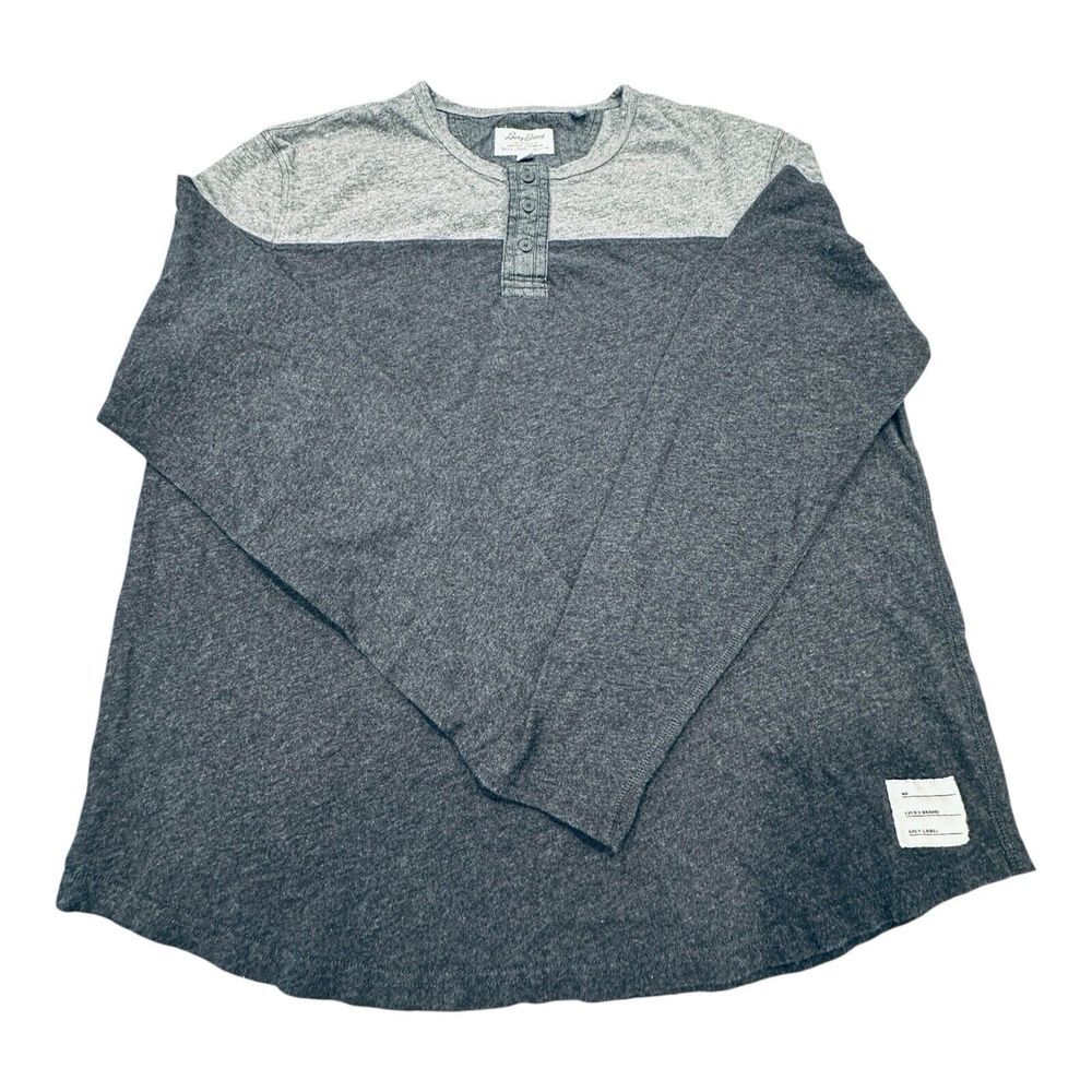 Lucky Brand Grey Label Henley Shirt Men's 2-Tone Long Sleeve Casual Tee - XL‎